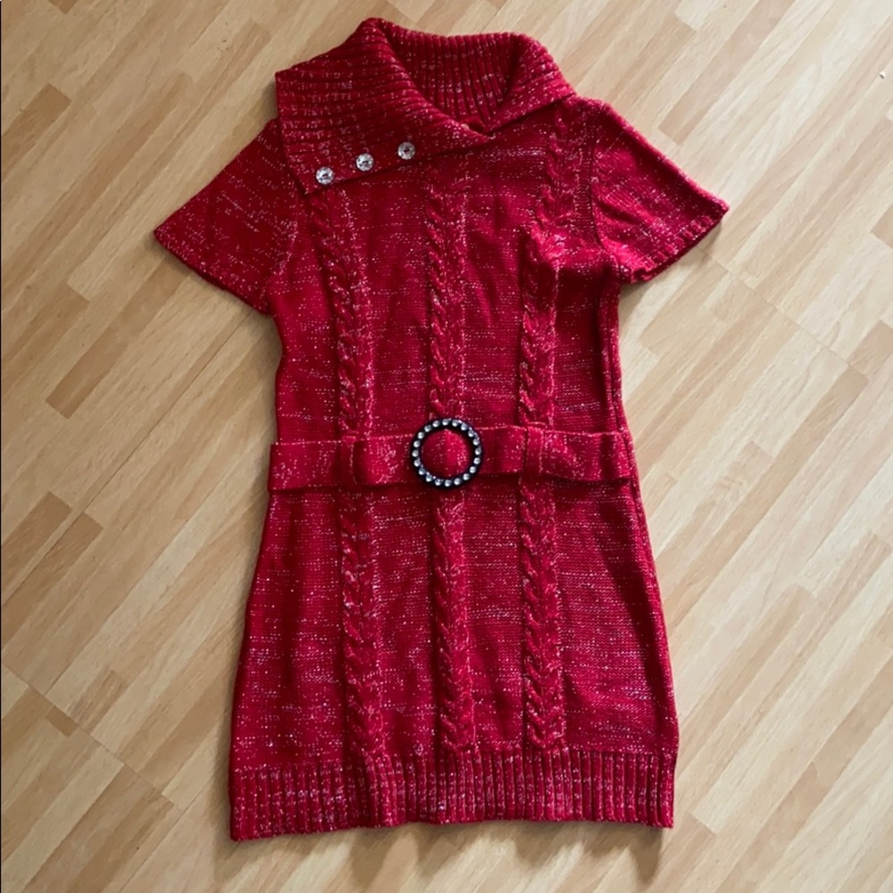 Girls, Faded Glory Sparkle Red Sweater Dress, 6/6x